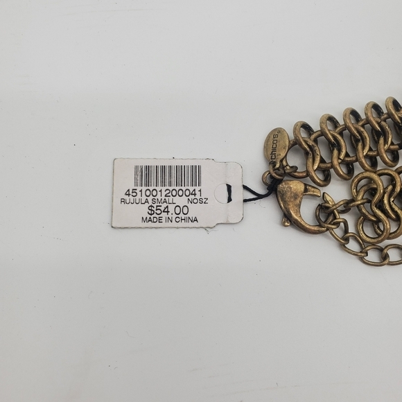 Chico's brass colored Rujula rhinestone statement necklace new - Picture 3 of 3